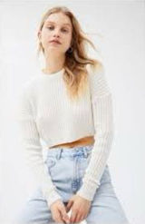 Urban Outfitters cream cropped sweater long sleeve women’s‎ size small modern Photo 0