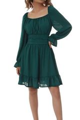 Emerald Green Ruched Long Sleeve Sundress Size XL Photo 0