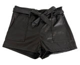New Windsor Black Faux Leather Paperbag‎ Waist Shorts with Belt Womens XS Photo 0