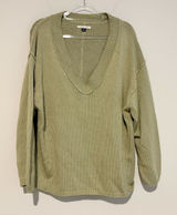 American Eagle‎ ribbed trim v neck slouchy sweater green size medium Photo 0