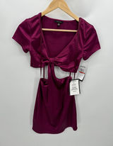 City Studio Womens Cut Out‎ Bodycon Dress Size XS Wine Cocktail Event Party Photo 0