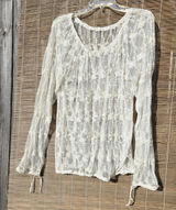 Ivory Lace Sheer Top Long Sleeve M Photo 0