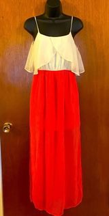 Freebird Coral and Cream Sheer Long Straped Dress Photo 0