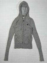 Abercrombie & Fitch Womens Full Zip Y2K Cable Knit Hoodie Size S Gray Preppy Photo 0