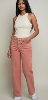 American Eagle Mom Straight Corduroy Jeans High Rise Dusty Rose Pink Size 10 Photo 0