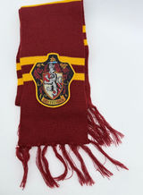 Harry Potter Gryffindor Scarf Maroon Gold Striped House Crest Fringed Knit Scarf Photo 0