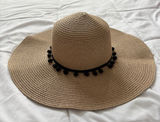 Kentucky Derby Church Tea Party Wide Brim Straw Hat Black Beige Straw‎ Feminine Photo 0
