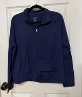 Aerie Womens Navy Blue Full Zip Track Jacket Mock Neck Activewear Large Photo 0