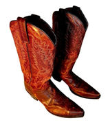 VTG Cowboy Boots Dan Post Wom Sz 8.5 Western Wear Embroidery Stitch Detailed-Boh Photo 0