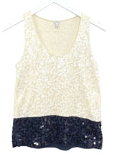 J.Crew Sequin Tank Top‎ XS Cream Sleeveless Scoop Neck Colorblock Lightweight Photo 0