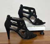 Kelly & Katie Womens Black Strappy Cage Heels Stiletto Sandals Size 9 Photo 0