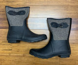 Chooka Classic Mid Cafe‎ Racer Herringbone Black Rain Boots Womens 10 Waterproof Photo 0