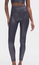 EUC Lululemon Align High-Rise Shimmer Leggings Luxe Shine Foil Navy Silver Sz. 4 Photo 0