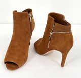 Marc Fisher Serenity Cognac Suede Peep Toe Stiletto Heel Ankle Booties Size 7M Photo 0