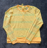 Lululemon Womens Mellow Yellow Striped‎ Run Warm Up Crew Rear Zip Size 10 Photo 0