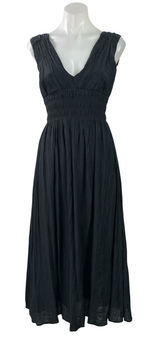 Abercrombie & Fitch Womens Black Sleeveless Smocked Flowy Midi A-line Dress XXSP Photo 0