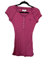 Abercrombie Fitch‎ VTG Womens Ribbed Henley T Shirt Baby Doll Moose Logo Size L Photo 0