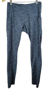 HEATHYOGA Women's Blue Heathered Leggings Pockets Size L Polyester Spandex‎ Photo 0