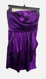 Love Reign‎ Strapless Dress Womens 3 Purple Satin Ruched Bubble Hem Prom Y2K Photo 0