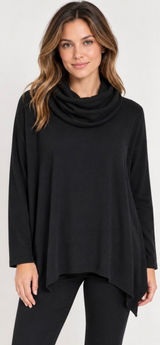 Alice + Olivia Base‎ Black Wool Cashmere Cowl Neck Draped Sweater Tunic Large L Photo 0