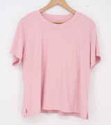 Klassy Network T-Shirt Women L Crew Neck Pink Side Slit Athleisure Excellent Photo 0