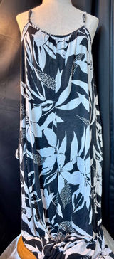 Ecothreads Black White Tropical Floral Maxi Dress Medium DC1389FM EcoVero Rayon Photo 0