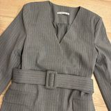 Abercrombie & Fitch Gray Pinstripe Mini Dress with Belt Photo 0