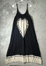 Natural Life Gauze Heart Tie Dye Maxi Dress Black White Sleeveless XS/S Boho Photo 0