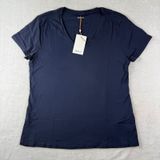 Quince Womens Cotton Modal V-Neck Tee Navy Blue Short Sleeve Shirt Size M NEW Photo 0