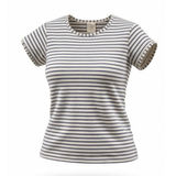 Nike Tennis Top Womens‎ Size Medium White Black Striped Short Sleeve Crew Neck Photo 0