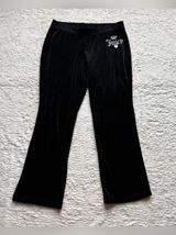 Juicy Couture Velour Track Pants Sweats L Black Velour Bling Cozy Retro Y2K Photo 0
