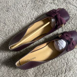 C.Paravno Women's Bow-Accent Burgundy Ballet Flat plum colored size9/9.5 Photo 0