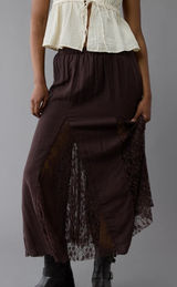 american eagle brown high waisted lace detail maxi skirt Photo 0