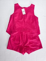 NWT Pact Canopy Linen Organic Cotton Blend Tank Top & Shorts Set - L - Coral Red Photo 0