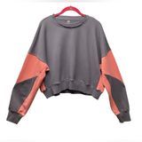 Mono B Cotton cropped Gray and coral color block Sweatshirt Large Photo 0