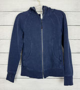 Lululemon RARE Blue Scuba Hoodie Jacket Full Zip Women's Size‎ 6 Thumb Holes Photo 0