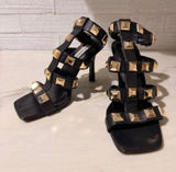 Rock Stud Heeled Sandals Gladiator Strappy Elevated Mob Wife Edgy Rocker Chic Photo 0