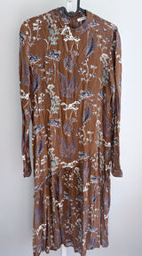 PIECES Brown Navy Floral Long Sleeve Maxi Dress S Photo 0