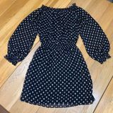 White House Black Market Geometric‎ Diamond Smocked Off Shoulder Dress Black XS Photo 0