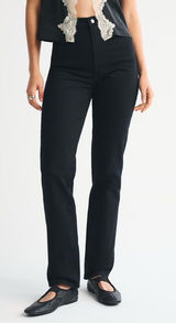 Abercrombie & Fitch Ultra High Rise 90s Straight Jean in Black Size 24 or 00 Photo 0