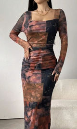SheIn Women's Mesh Bodycon Maxi Dress M Floral‎ Square Neck Fairy Grunge Whimsigoth Photo 0