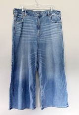American Eagle Dreamy Drape Super High Rise Baggy Wide Leg Jeans size 18 short Photo 0