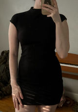 Zara Mock Neck Black Dress Photo 0
