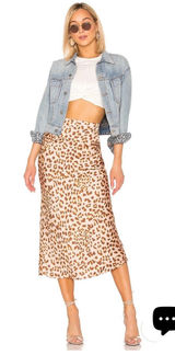 Free People Normani Bias Midi Skirt Leopard Print Size 12 Photo 0