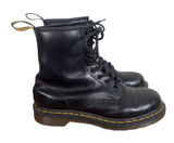 Dr. Martens 1460 Smooth Leather 8-Eye Combat Boots Black Yellow Stitching Sz 8 Photo 0