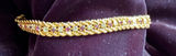 Vintage Mid-Century Gold Tone Purple & Clear Rhinestone Tennis Bracelet 7" Photo 0