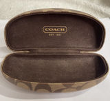 Coach signature C print hard clamshell sunglasses case in brown Photo 0
