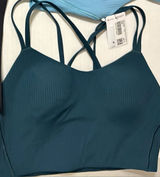 NWT size 8 indochine blue lululemon like a cloud bra b c cup ribbed long line Photo 0