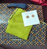 Tory Burch Gold Logo Studs with dust bag tissue Shopping bag Photo 0
