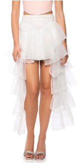 NWT Akira Once Upon A Dream Ruffle Assymetric Maxi Skirt White Large Low High Photo 0